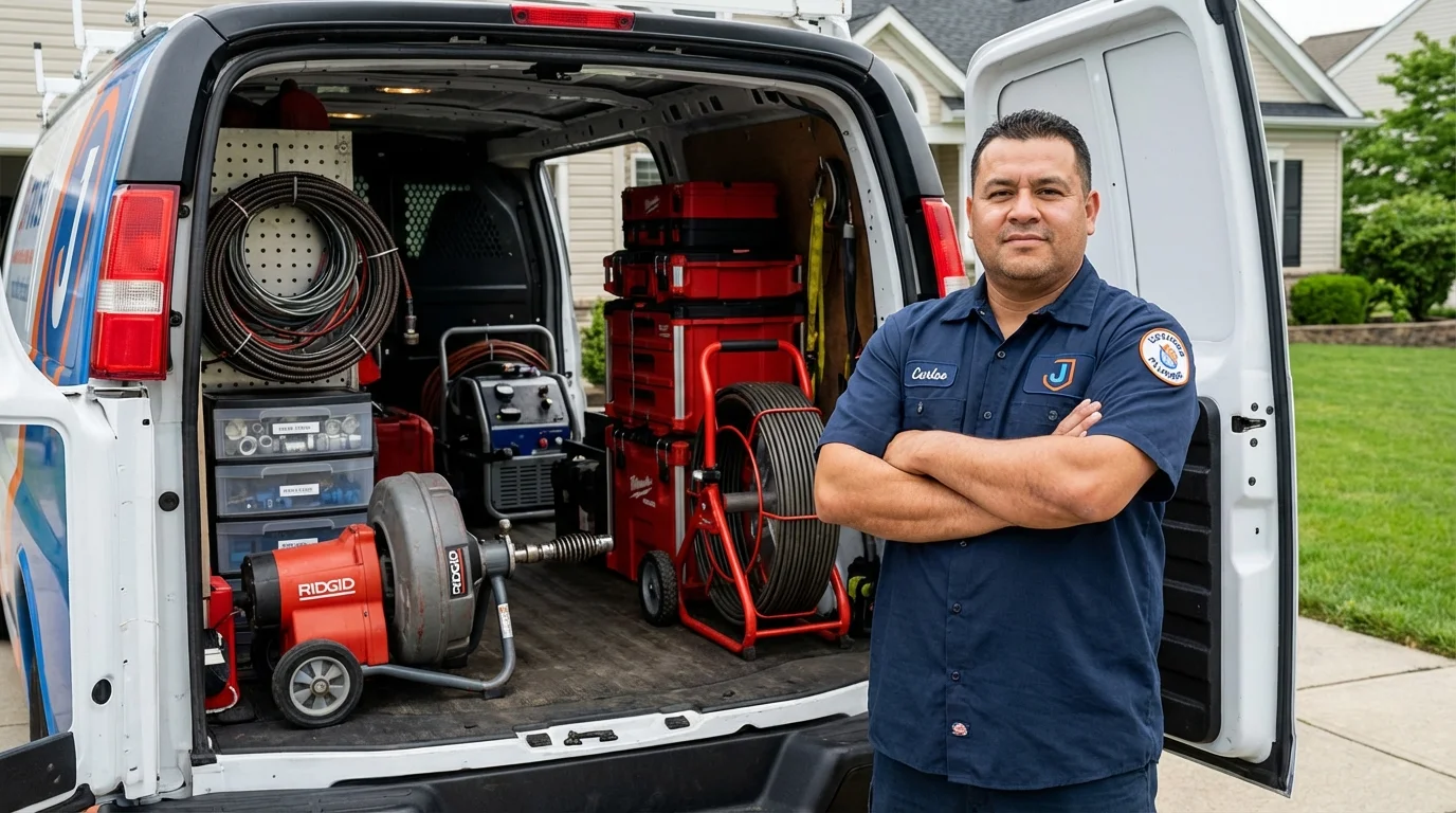 Professional drain cleaning equipment and Johns Plumbing LLC plumber in Amagansett