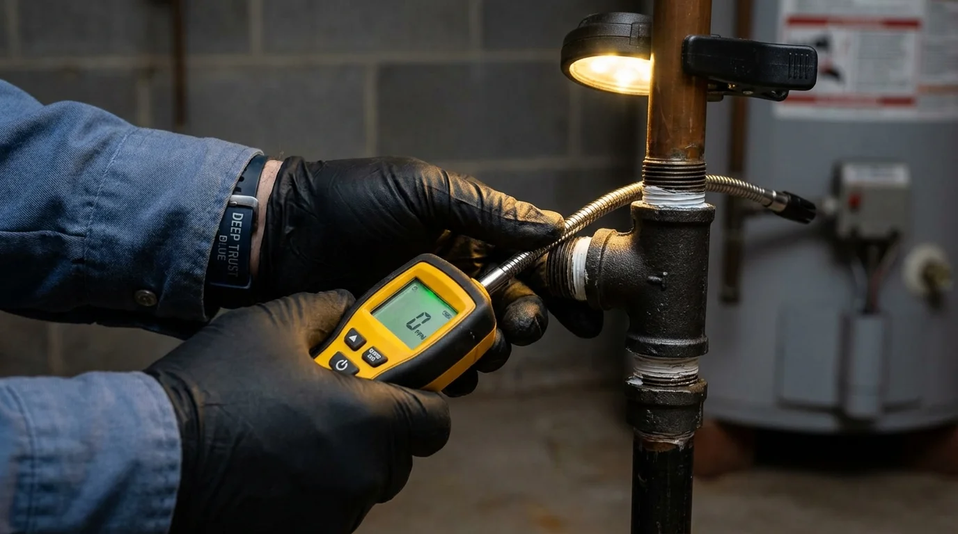 Gas leak detection with electronic sniffer by Johns Plumbing LLC in Amagansett